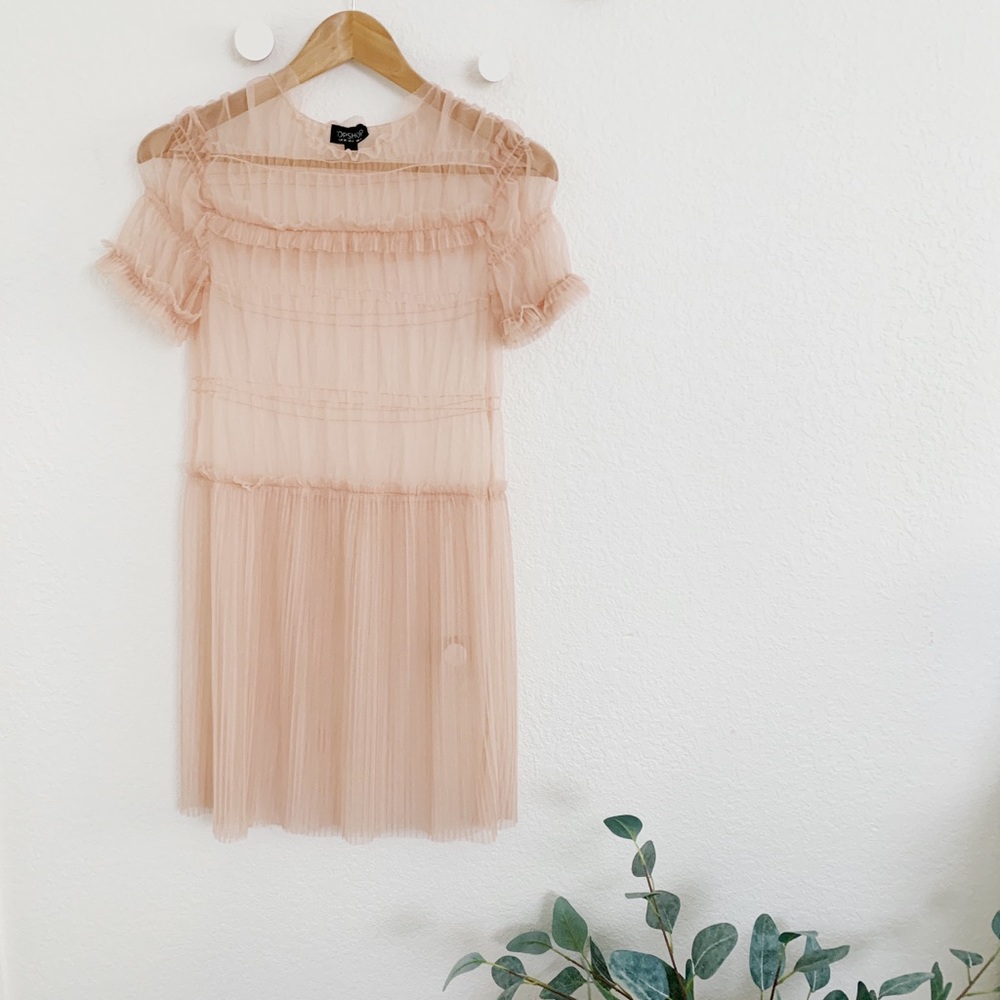 TOPSHOP Pink Mesh and Lace Overlay (Worn Once!)